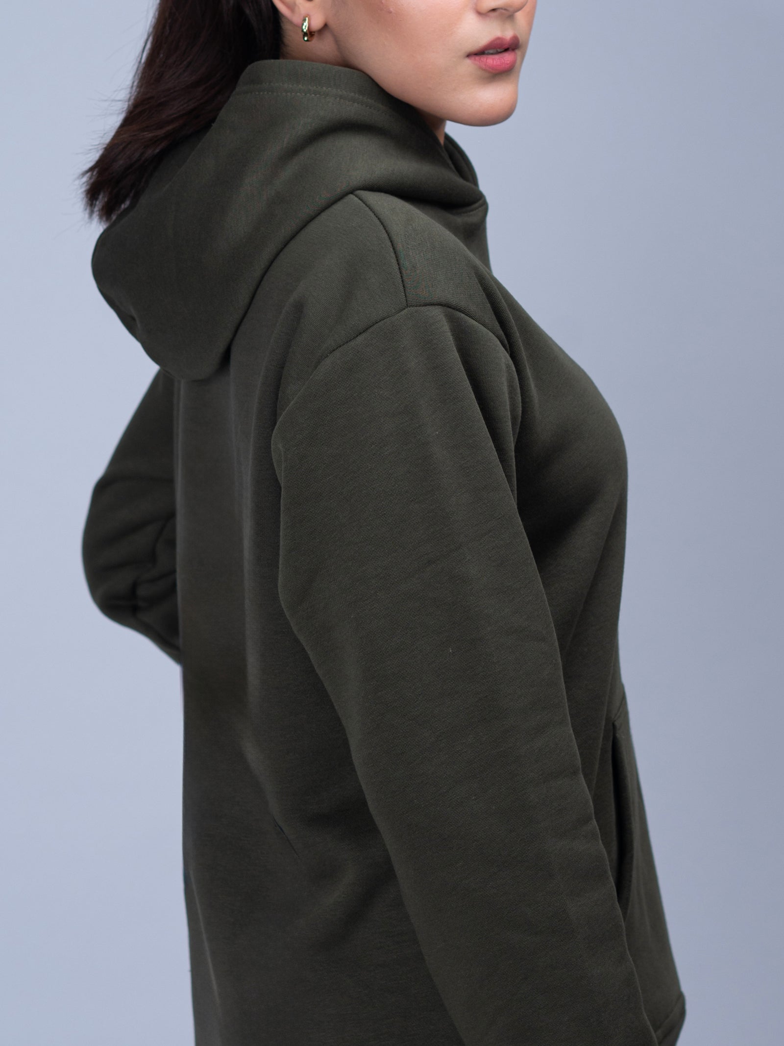 Olive Green Blank Hoodie