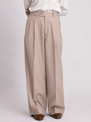 Beige Formal Wide Leg Pants (WOMEN)