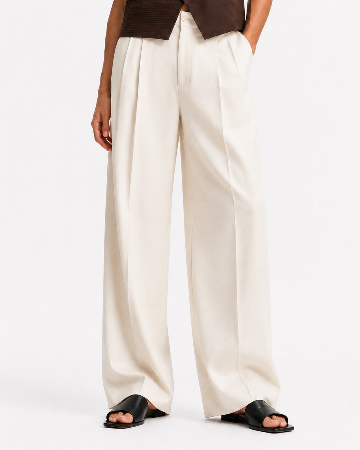 Off White Formal Wide Leg Pants (WOMEN)