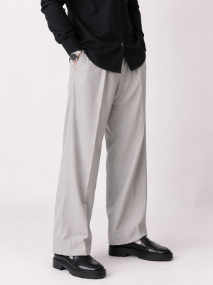 Grey Stripe Formal Wide Leg Pants (MEN)