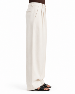 Off White Formal Wide Leg Pants (WOMEN)