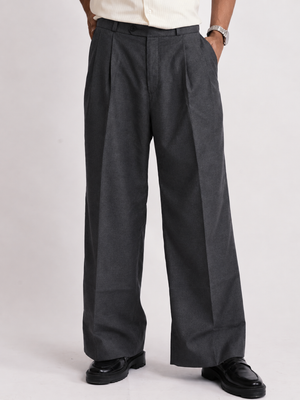Charcoal Grey Formal Wide Leg Pants (MEN)