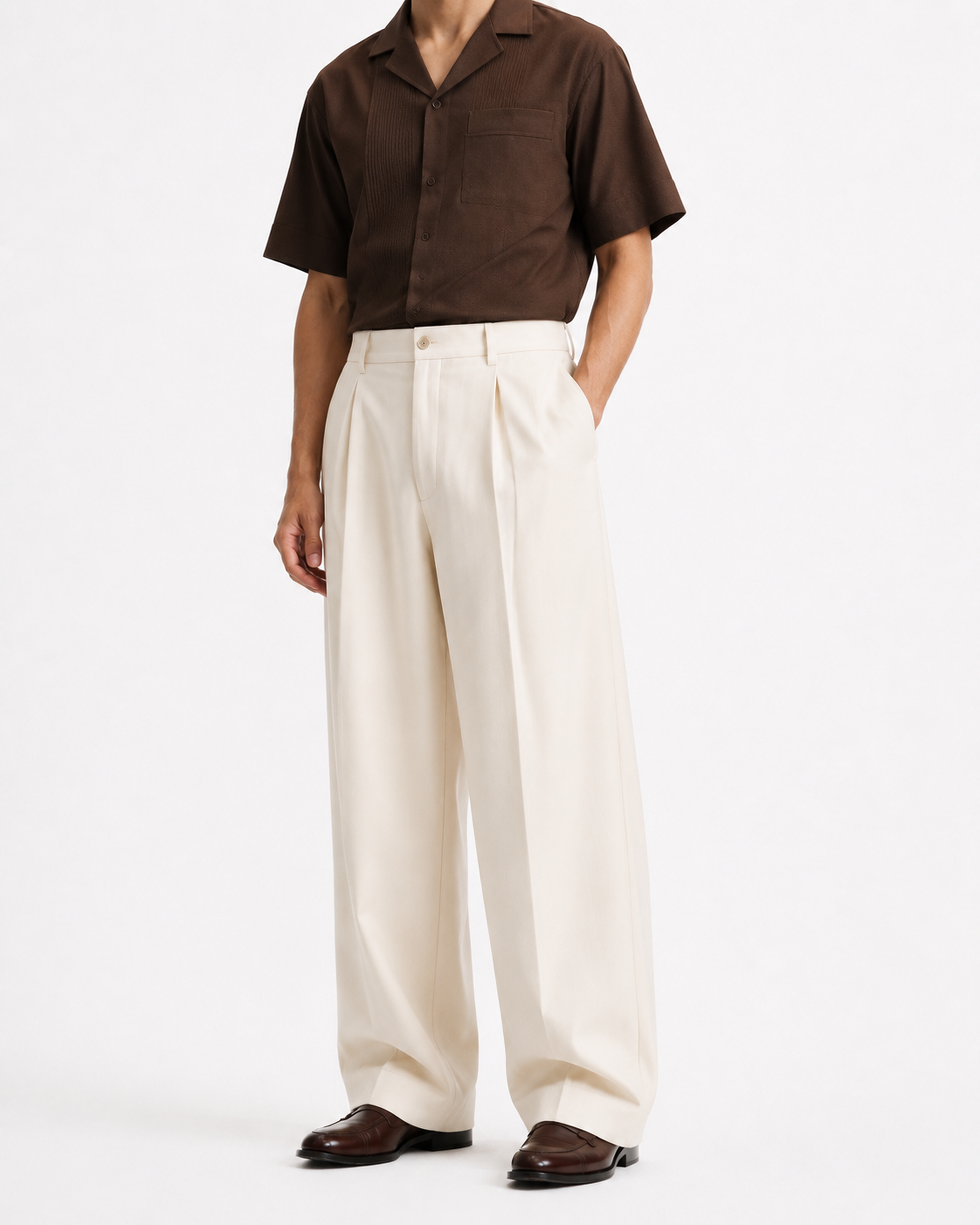 Off White Formal Wide Leg Pants (MEN)