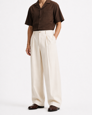 Off White Formal Wide Leg Pants (MEN)