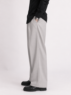 Grey Stripe Formal Wide Leg Pants (MEN)