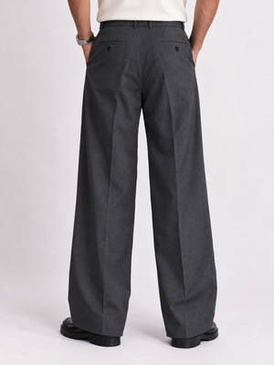 Charcoal Grey Formal Wide Leg Pants (MEN)