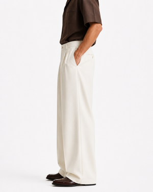 Off White Formal Wide Leg Pants (MEN)