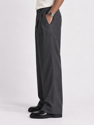 Charcoal Grey Formal Wide Leg Pants (MEN)