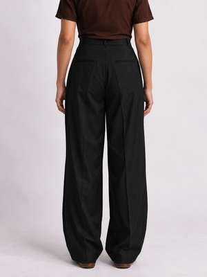 Black Stripe Formal Wide Leg Pants (WOMEN)