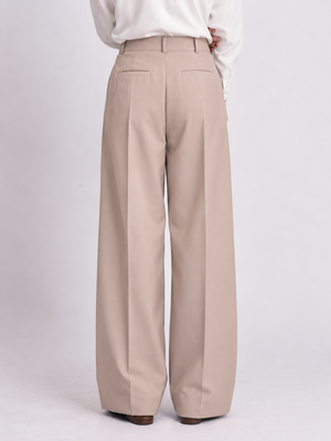 Beige Formal Wide Leg Pants (WOMEN)