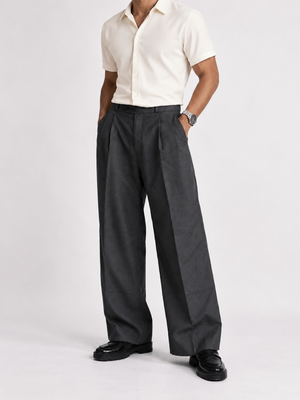Charcoal Grey Formal Wide Leg Pants (MEN)