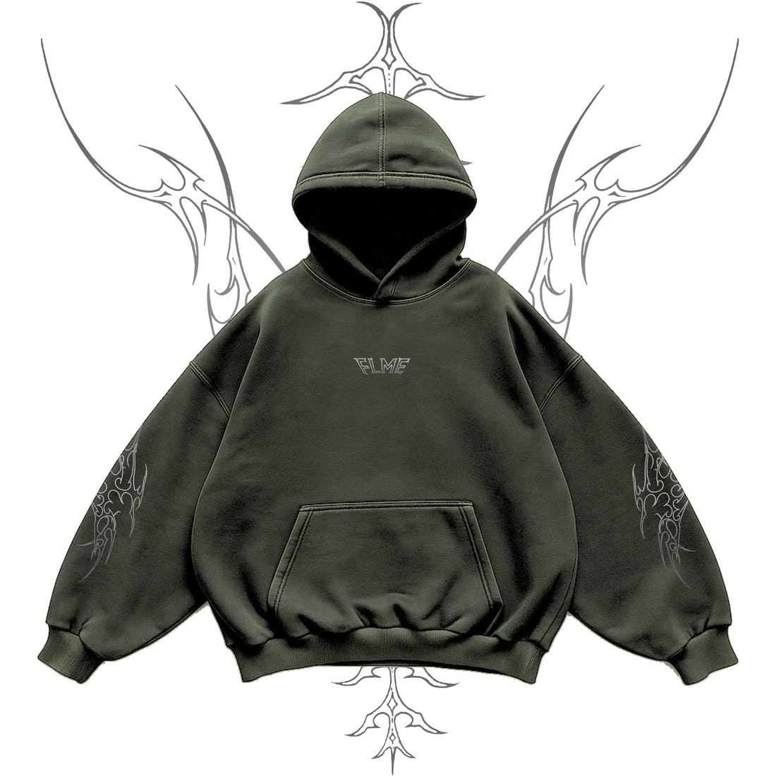 FLME Grunge Olive Green Hoodie