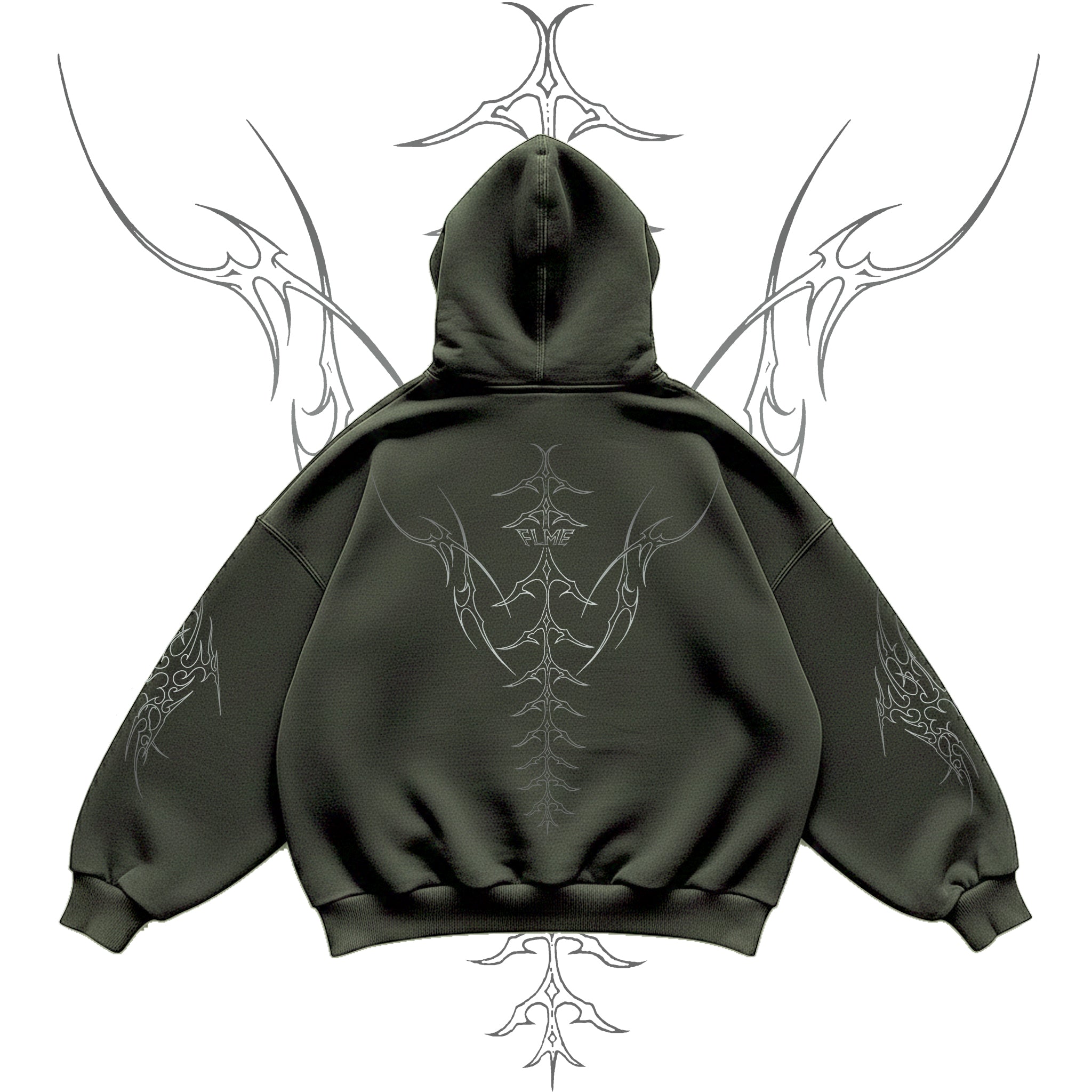 FLME Grunge Olive Green Hoodie