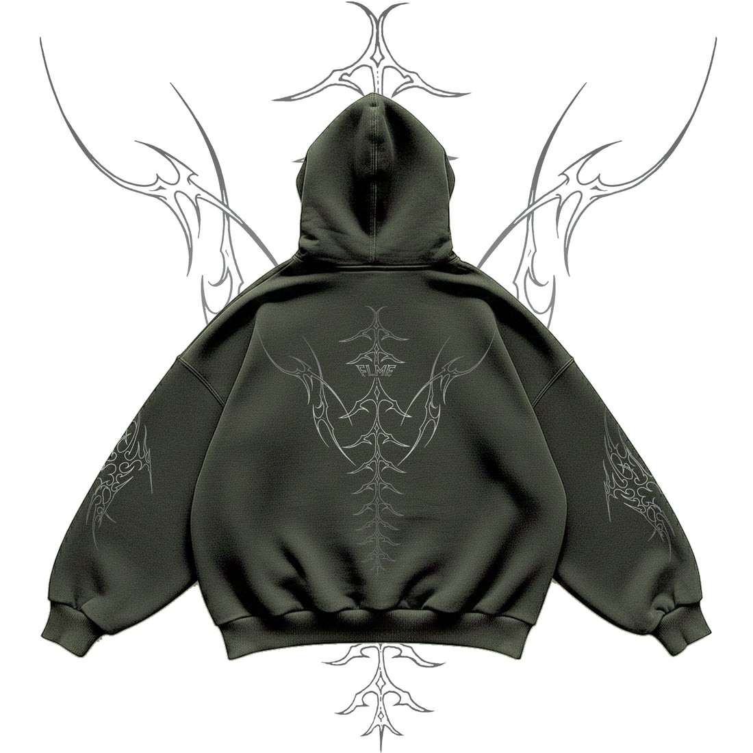 FLME Grunge Olive Green Hoodie