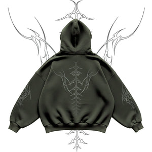 FLME Grunge Olive Green Hoodie