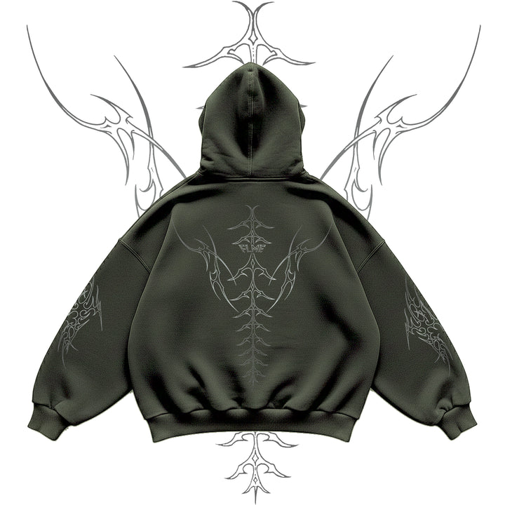 FLME Grunge Olive Green Hoodie