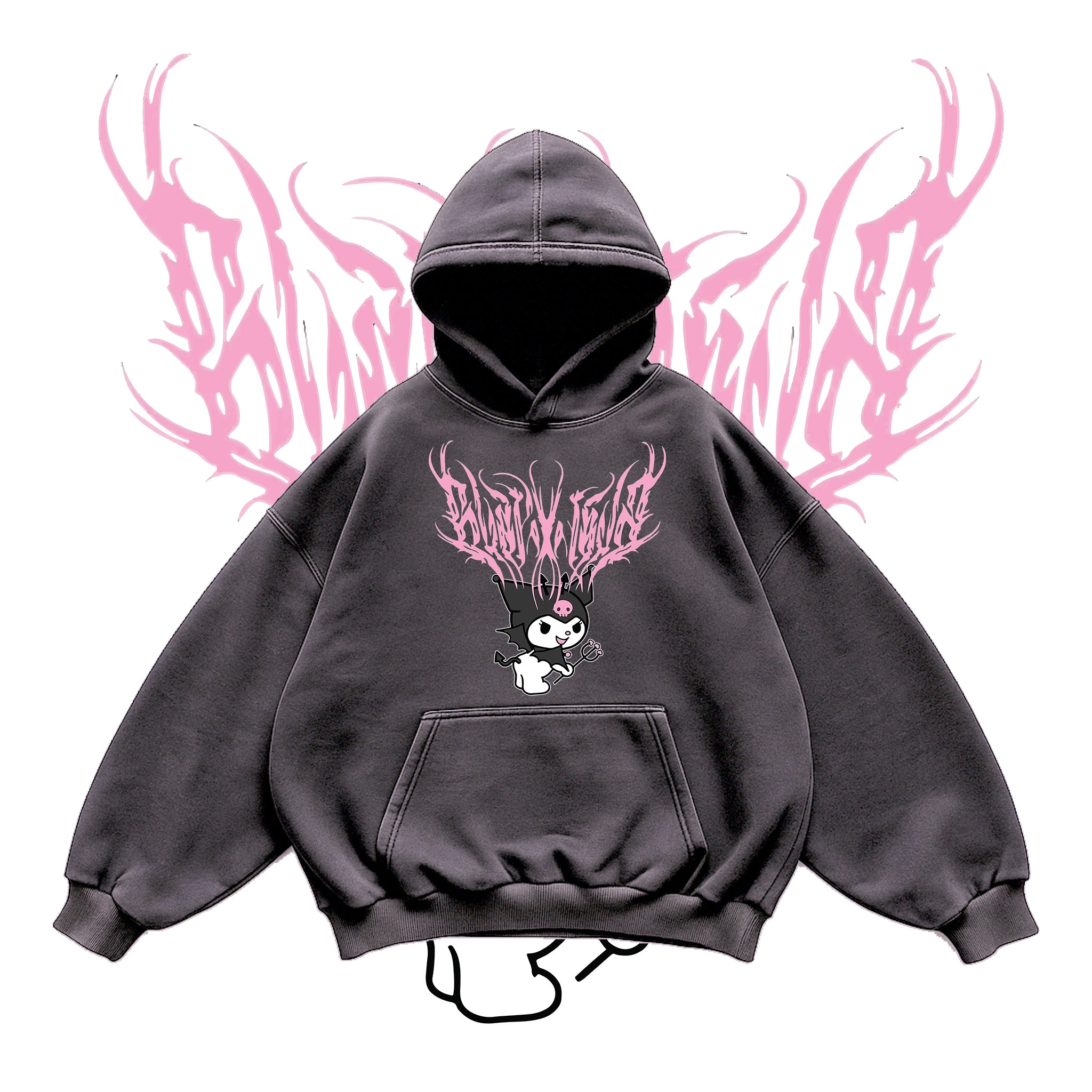 Kuromi Metallic Grey Hoodie