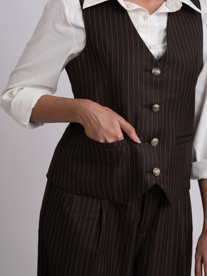 FEMME IVORY PINSTRIPE VEST (WOMEN)