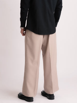 Beige Formal Wide Leg Pants (MEN)