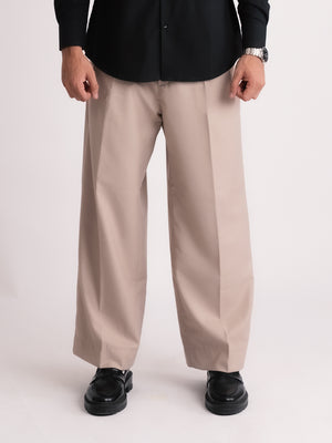 Beige Formal Wide Leg Pants (MEN)