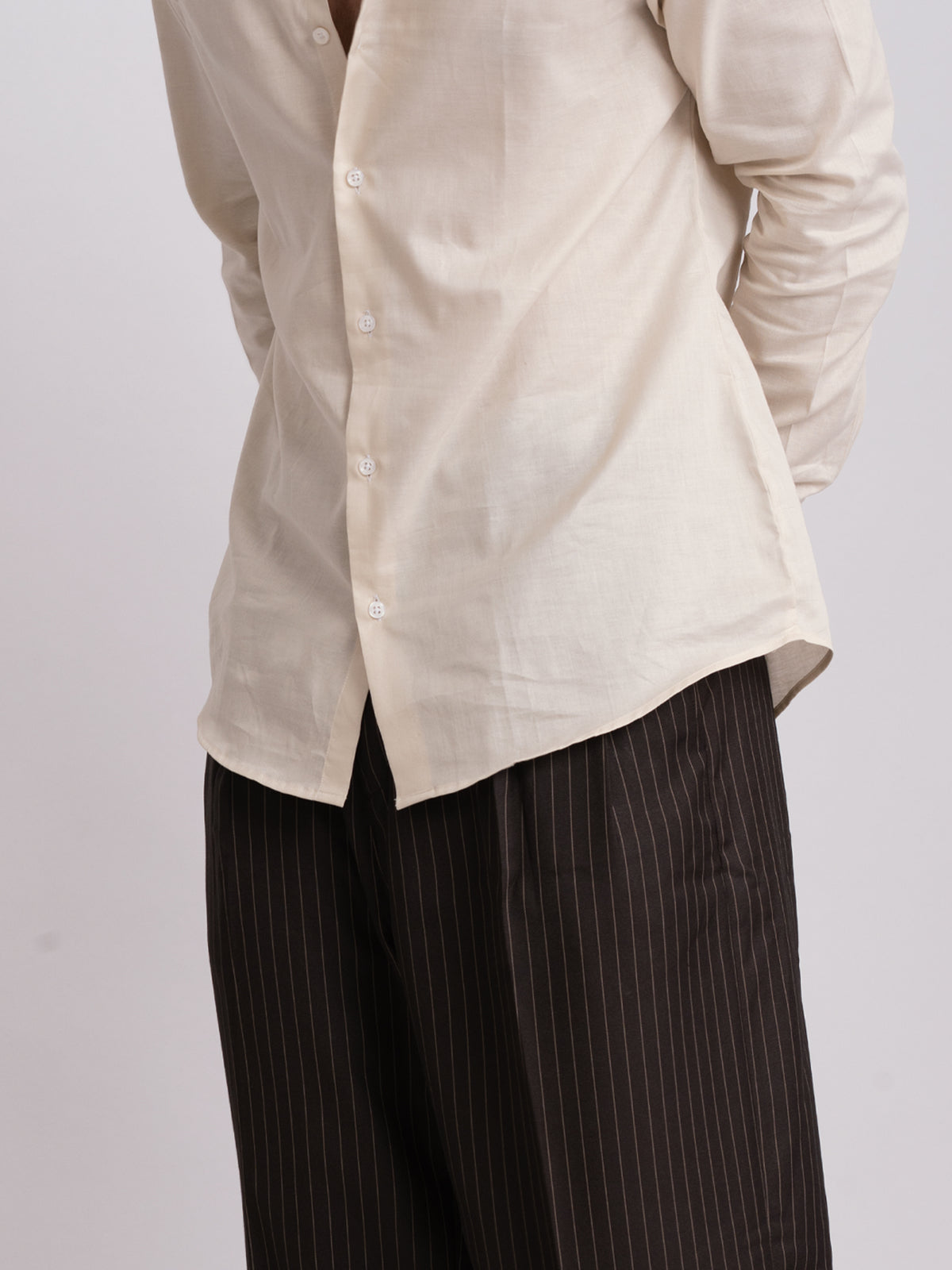100% LINEN STRUCTURED SHIRT - BEIGE