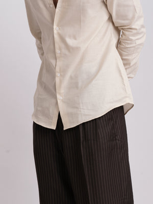 100% LINEN STRUCTURED SHIRT - BEIGE