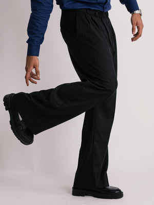 Black Stripe Formal Wide Leg Pants (MEN)
