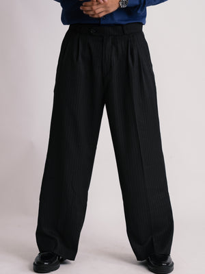 Black Stripe Formal Wide Leg Pants (MEN)
