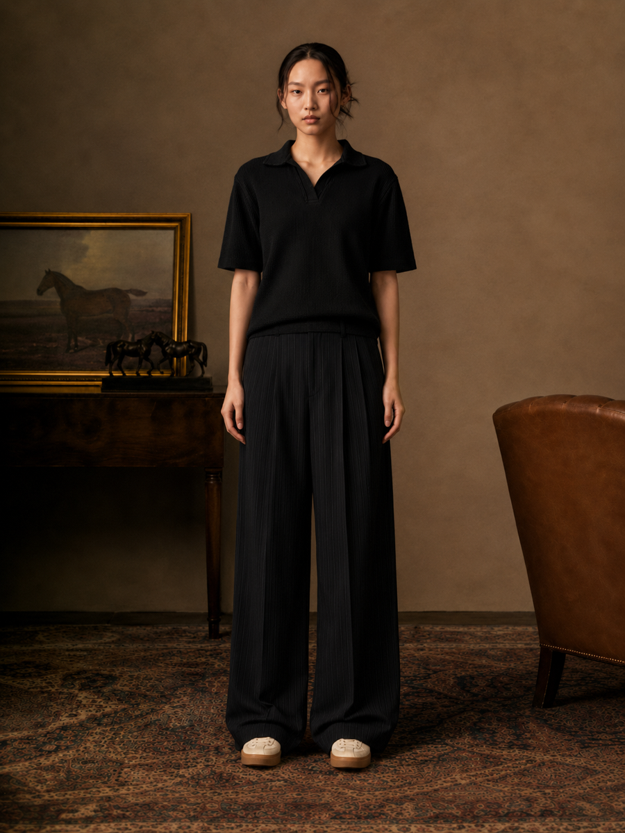 Black Mesh knitted POLO (Women)