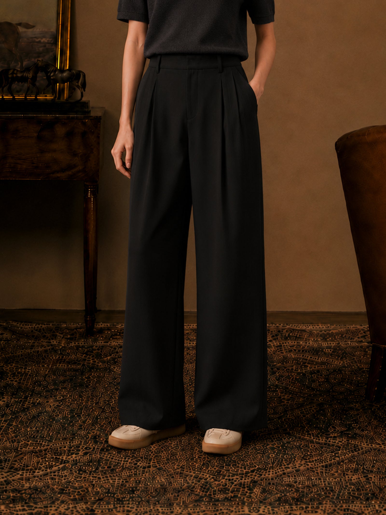 Black Formal Wide Leg Pants (Women)