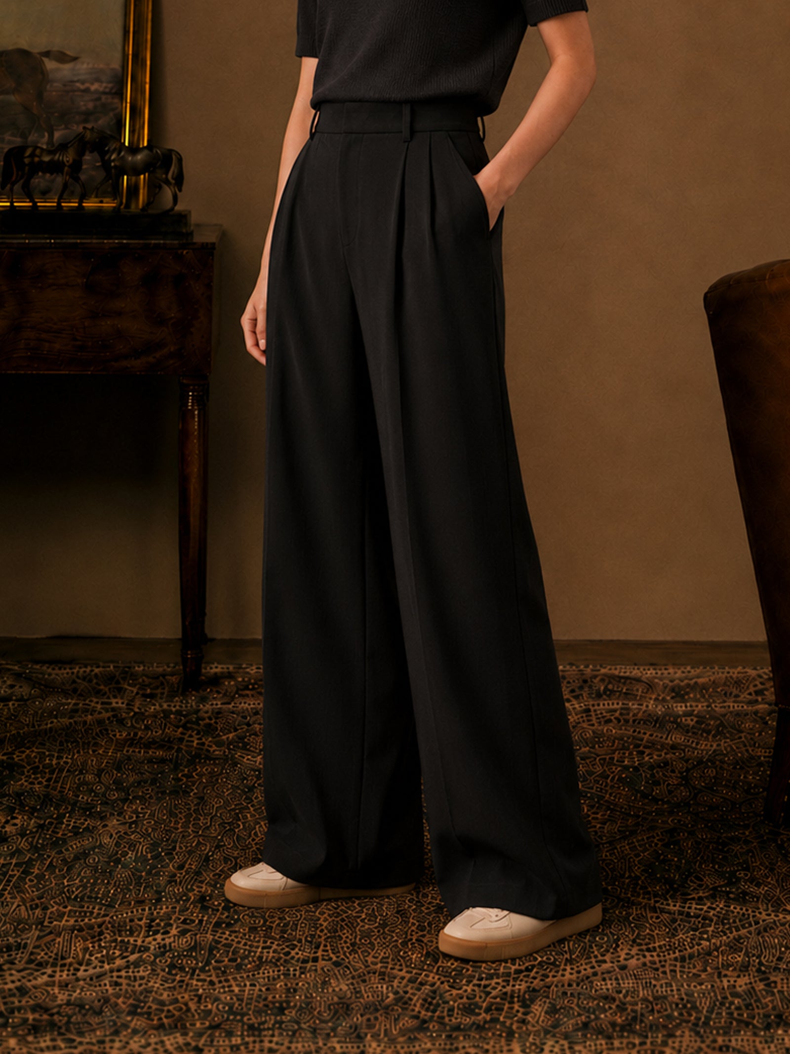 Black Formal Wide Leg Pants (Women)