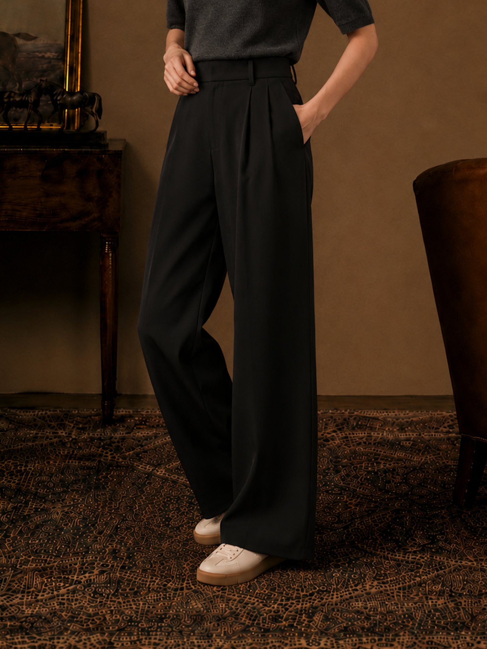 Black Formal Wide Leg Pants (Women)