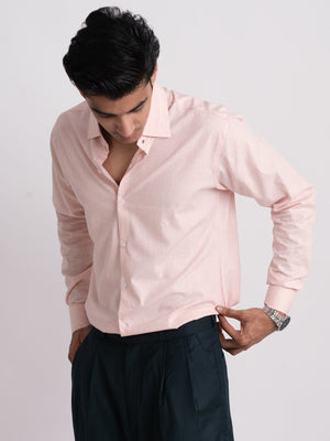 100% LINEN STRUCTURED SHIRT - BABY PINK