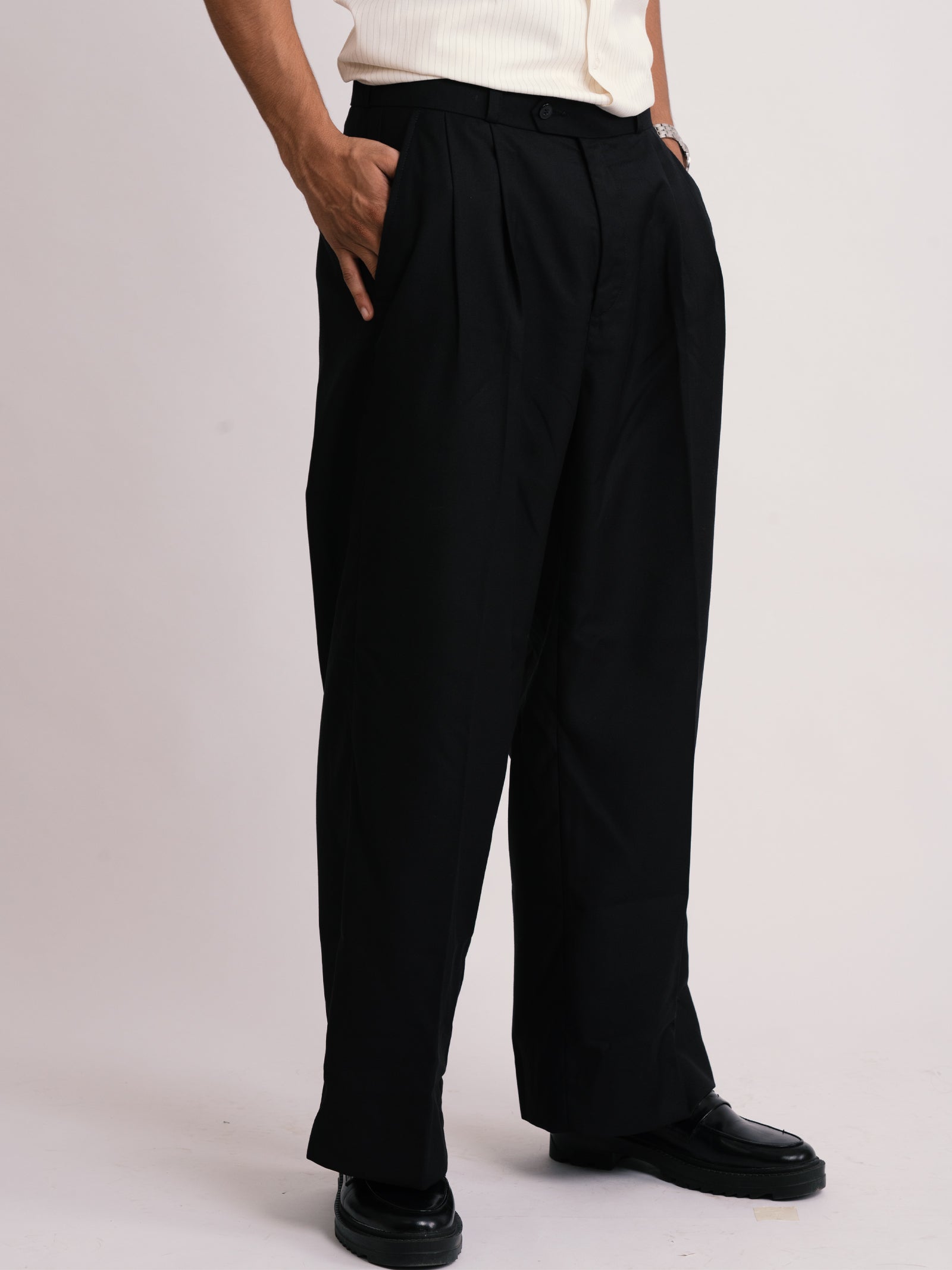 Black Pleated Formal Wide Leg Pants (MEN)