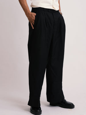Black Pleated Formal Wide Leg Pants (MEN)