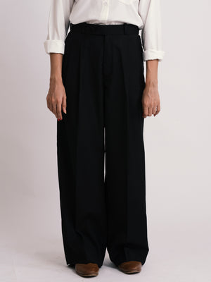 Black Pleated Formal Wide Leg Pants (WOMEN)
