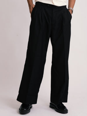Black Pleated Formal Wide Leg Pants (MEN)
