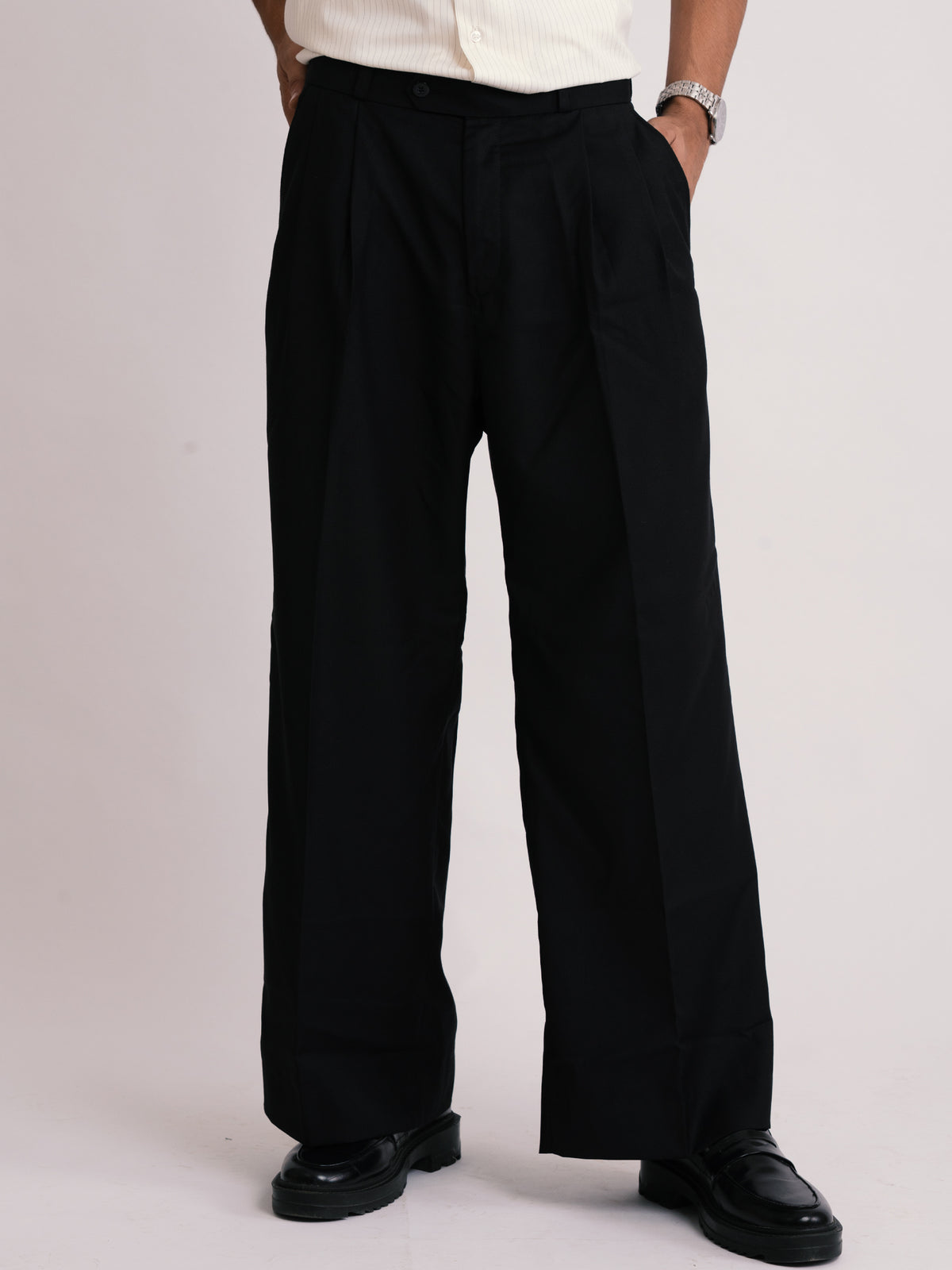Black Pleated Formal Wide Leg Pants (MEN)