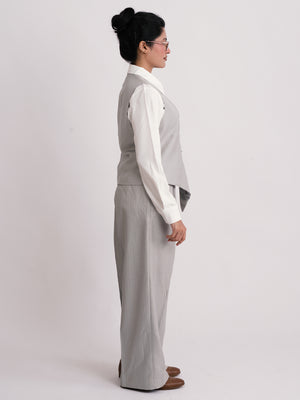 Grey Stripe Formal Wide Leg Pants (WOMEN)