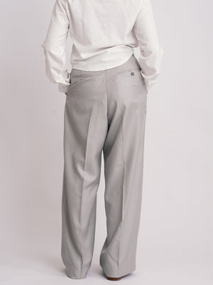 Grey Stripe Formal Wide Leg Pants (WOMEN)