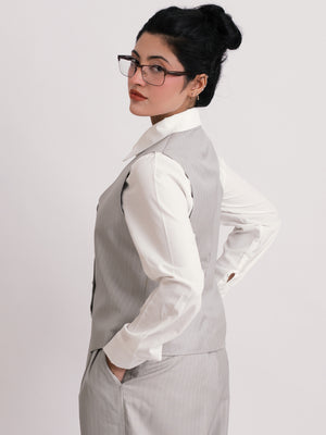 FEMME NOIR PINSTRIPE FULL SET VEST+PANT (WOMEN)