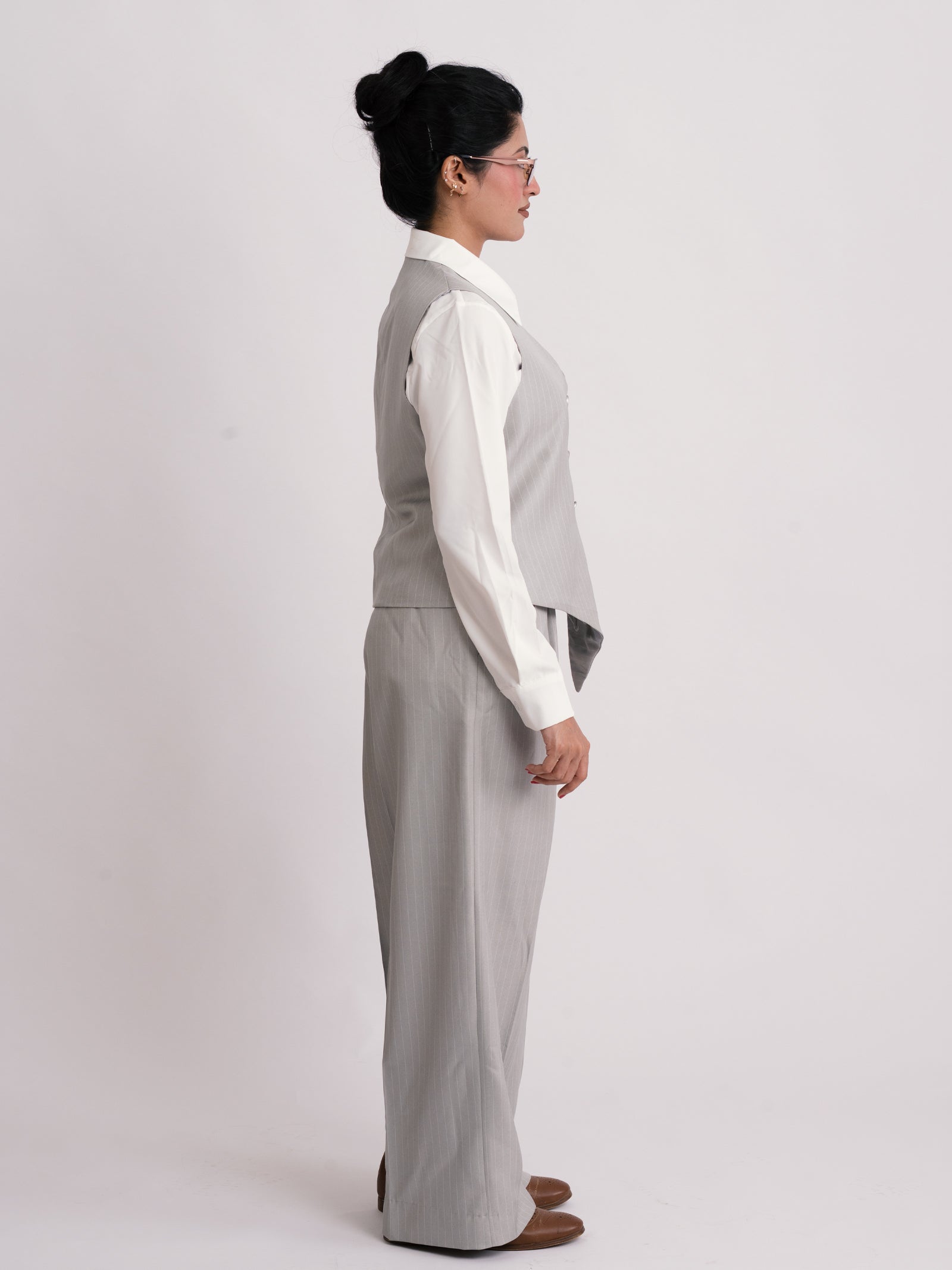 FEMME NOIR PINSTRIPE FULL SET VEST+PANT (WOMEN)