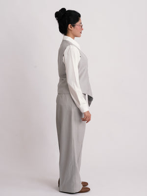 FEMME NOIR PINSTRIPE FULL SET VEST+PANT (WOMEN)