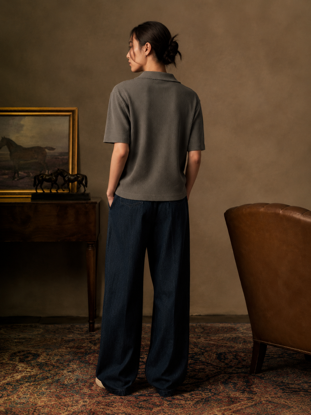 Grey Mesh knitted POLO (Women)