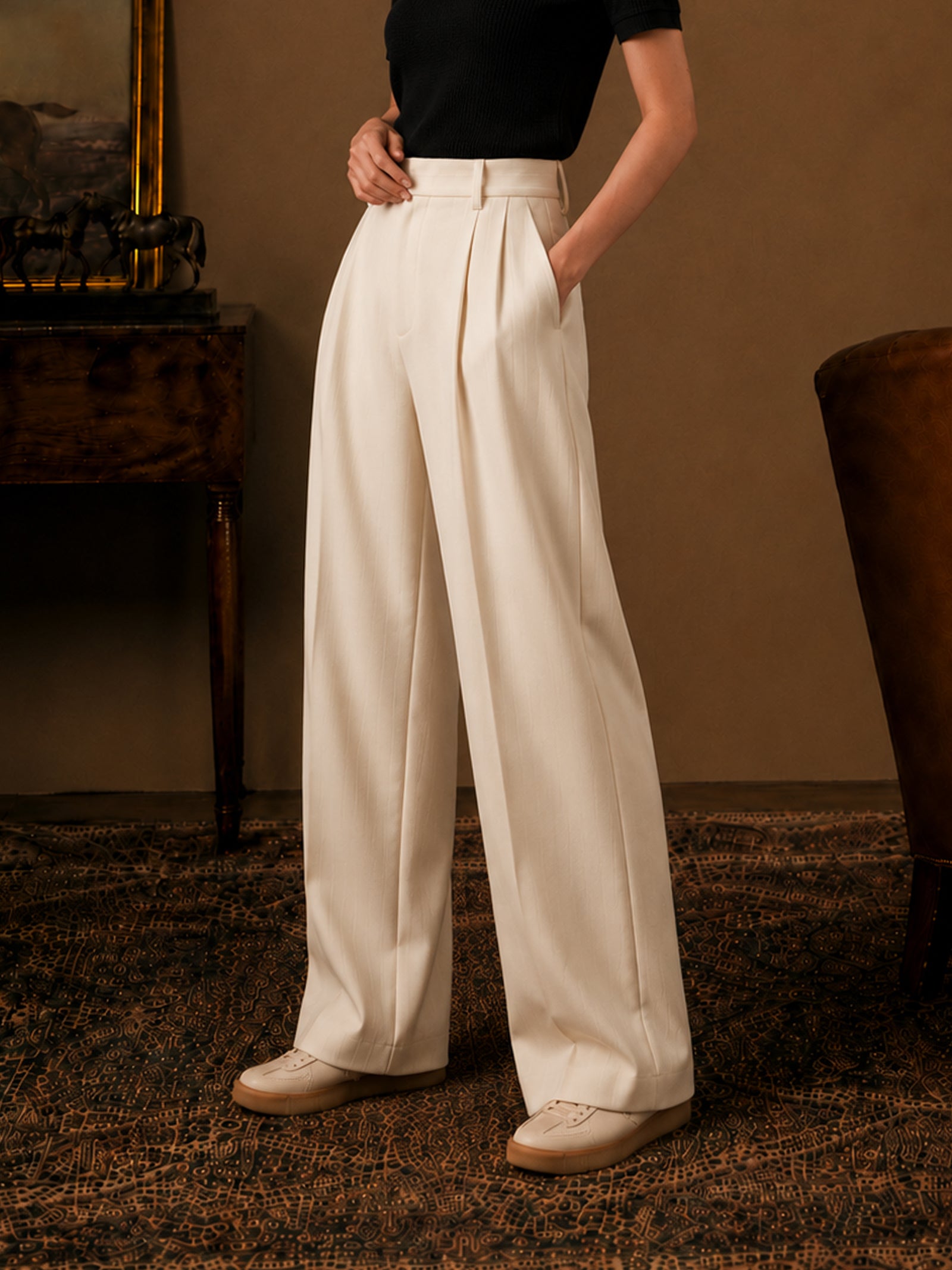 Off White Formal Wide Leg Pants (Women)