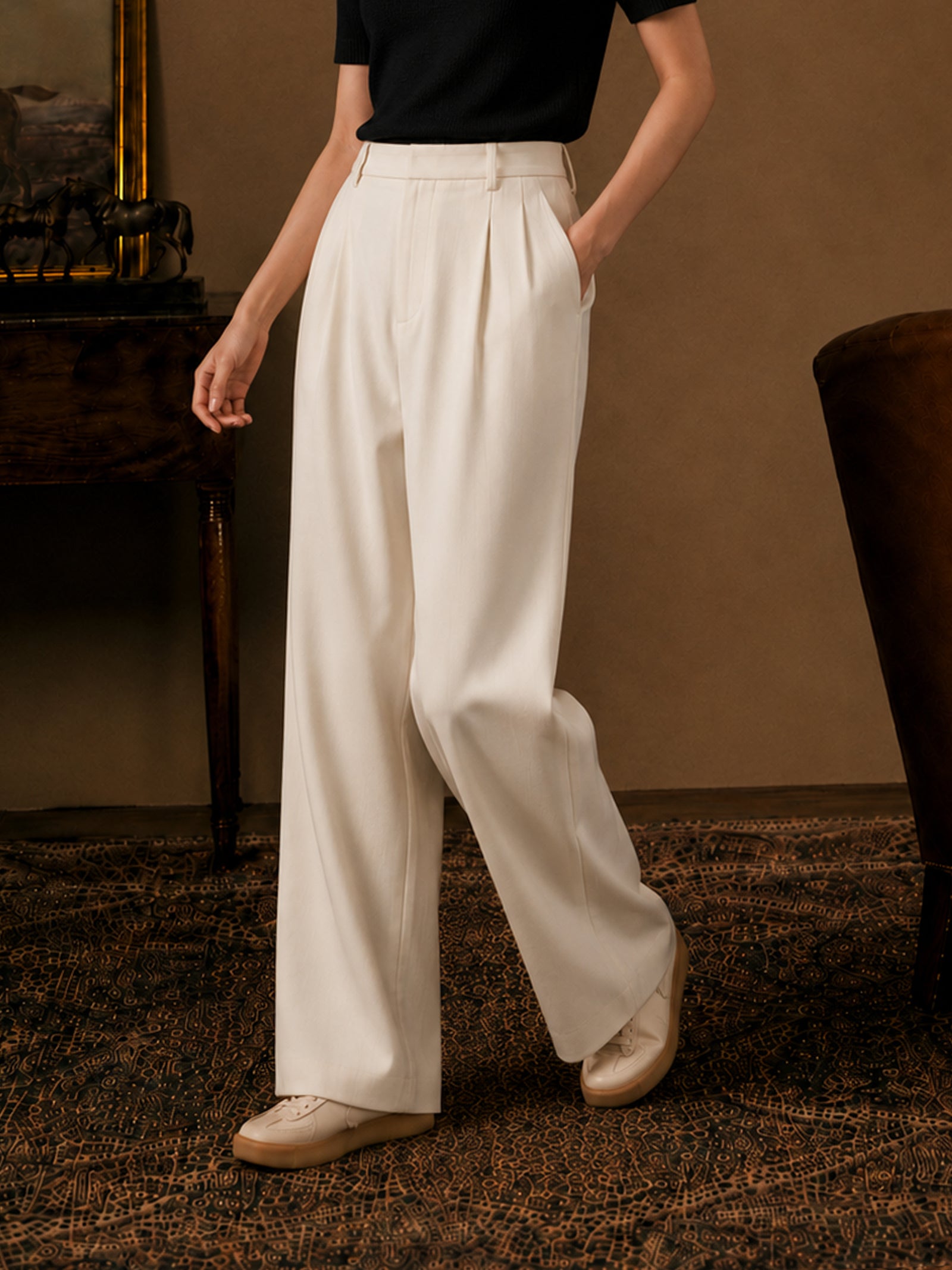 Off White Formal Wide Leg Pants (Women)