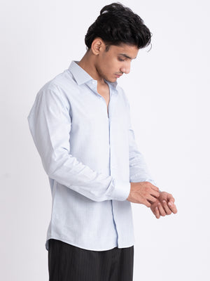 100% LINEN STRUCTURED SHIRT - SKY BLUE