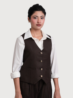 FEMME IVORY PINSTRIPE VEST (WOMEN)